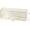 imageDeco 79 Glass Decorative Jewelry Box Jewelry Organizer with Gold Metal Frame and Gray Fabric Interior with Ring Slots Jewelry Holder 9quot x 6quot x 3quot Clear10 x 4 x 4