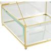 imageDeco 79 Glass Decorative Jewelry Box Jewelry Organizer with Gold Metal Frame and Gray Fabric Interior with Ring Slots Jewelry Holder 9quot x 6quot x 3quot Clear8  6W