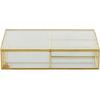 imageDeco 79 Glass Decorative Jewelry Box Jewelry Organizer with Gold Metal Frame and Gray Fabric Interior with Ring Slots Jewelry Holder 9quot x 6quot x 3quot Clear10 x 7 x 2
