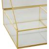 imageDeco 79 Glass Decorative Jewelry Box Jewelry Organizer with Gold Metal Frame and Gray Fabric Interior with Ring Slots Jewelry Holder 9quot x 6quot x 3quot Clear10 x 7 x 2