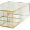 imageDeco 79 Glass Decorative Jewelry Box Jewelry Organizer with Gold Metal Frame and Gray Fabric Interior with Ring Slots Jewelry Holder 9quot x 6quot x 3quot Clear10 x 7 x 4