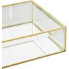 imageDeco 79 Glass Decorative Jewelry Box Jewelry Organizer with Gold Metal Frame and Gray Fabric Interior with Ring Slots Jewelry Holder 9quot x 6quot x 3quot Clear12  9