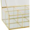 imageDeco 79 Glass Decorative Jewelry Box Jewelry Organizer with Gold Metal Frame and Gray Fabric Interior with Ring Slots Jewelry Holder 9quot x 6quot x 3quot Clear10 x 7 x 4