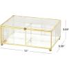 imageDeco 79 Glass Decorative Jewelry Box Jewelry Organizer with Gold Metal Frame and Gray Fabric Interior with Ring Slots Jewelry Holder 9quot x 6quot x 3quot Clear7 x 5 x 3