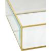 imageDeco 79 Glass Decorative Jewelry Box Jewelry Organizer with Gold Metal Frame and Gray Fabric Interior with Ring Slots Jewelry Holder 9quot x 6quot x 3quot Clear12  9