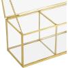imageDeco 79 Glass Decorative Jewelry Box Jewelry Organizer with Gold Metal Frame and Gray Fabric Interior with Ring Slots Jewelry Holder 9quot x 6quot x 3quot Clear10 x 4 x 4