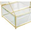 imageDeco 79 Glass Decorative Jewelry Box Jewelry Organizer with Gold Metal Frame and Gray Fabric Interior with Ring Slots Jewelry Holder 9quot x 6quot x 3quot Clear10  8W