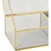 imageDeco 79 Glass Decorative Jewelry Box Jewelry Organizer with Gold Metal Frame and Gray Fabric Interior with Ring Slots Jewelry Holder 9quot x 6quot x 3quot Clear7 x 4 x 3