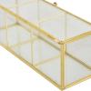 imageDeco 79 Glass Decorative Jewelry Box Jewelry Organizer with Gold Metal Frame and Gray Fabric Interior with Ring Slots Jewelry Holder 9quot x 6quot x 3quot Clear10 x 4 x 4