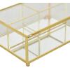 imageDeco 79 Glass Decorative Jewelry Box Jewelry Organizer with Gold Metal Frame and Gray Fabric Interior with Ring Slots Jewelry Holder 9quot x 6quot x 3quot Clear7 x 5 x 3