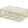 imageDeco 79 Glass Decorative Jewelry Box Jewelry Organizer with Gold Metal Frame and Gray Fabric Interior with Ring Slots Jewelry Holder 9quot x 6quot x 3quot Clear10 x 7 x 4