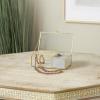 imageDeco 79 Glass Decorative Jewelry Box Jewelry Organizer with Gold Metal Frame and Gray Fabric Interior with Ring Slots Jewelry Holder 9quot x 6quot x 3quot Clear7 x 4 x 3