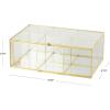imageDeco 79 Glass Decorative Jewelry Box Jewelry Organizer with Gold Metal Frame and Gray Fabric Interior with Ring Slots Jewelry Holder 9quot x 6quot x 3quot Clear10 x 7 x 4