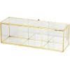 imageDeco 79 Glass Decorative Jewelry Box Jewelry Organizer with Gold Metal Frame and Gray Fabric Interior with Ring Slots Jewelry Holder 9quot x 6quot x 3quot Clear10 x 4 x 4