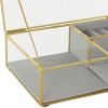 imageDeco 79 Glass Decorative Jewelry Box Jewelry Organizer with Gold Metal Frame and Gray Fabric Interior with Ring Slots Jewelry Holder 9quot x 6quot x 3quot Clear9 x 6 x 3