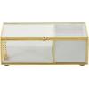 imageDeco 79 Glass Decorative Jewelry Box Jewelry Organizer with Gold Metal Frame and Gray Fabric Interior with Ring Slots Jewelry Holder 9quot x 6quot x 3quot Clear7 x 4 x 3