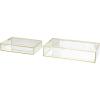 imageDeco 79 Glass Decorative Jewelry Box Jewelry Organizer with Gold Metal Frame and Gray Fabric Interior with Ring Slots Jewelry Holder 9quot x 6quot x 3quot Clear12  9