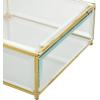 imageDeco 79 Glass Decorative Jewelry Box Jewelry Organizer with Gold Metal Frame and Gray Fabric Interior with Ring Slots Jewelry Holder 9quot x 6quot x 3quot Clear8  6W