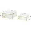 imageDeco 79 Glass Decorative Jewelry Box Jewelry Organizer with Gold Metal Frame and Gray Fabric Interior with Ring Slots Jewelry Holder 9quot x 6quot x 3quot Clear8  6W