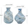 imageDeco 79 Glass Handmade Decorative Vase Blown Centerpiece Vases Set of 2 Flower Vases for Home Decoration 7quot W 10quot H BlueBlue