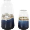 imageDeco 79 Glass Handmade Decorative Vase Blown Centerpiece Vases Set of 2 Flower Vases for Home Decoration 7quot W 10quot H BlueDark Blue
