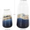 imageDeco 79 Glass Handmade Decorative Vase Blown Centerpiece Vases Set of 2 Flower Vases for Home Decoration 7quot W 10quot H BlueDark Blue