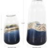 imageDeco 79 Glass Handmade Decorative Vase Blown Centerpiece Vases Set of 2 Flower Vases for Home Decoration 7quot W 10quot H BlueDark Blue