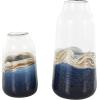 imageDeco 79 Glass Handmade Decorative Vase Blown Centerpiece Vases Set of 2 Flower Vases for Home Decoration 7quot W 10quot H BlueDark Blue