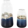 imageDeco 79 Glass Handmade Decorative Vase Blown Centerpiece Vases Set of 2 Flower Vases for Home Decoration 7quot W 10quot H BlueDark Blue