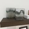 imageDeco 79 Glass Handmade Decorative Vase Blown Centerpiece Vases Set of 2 Flower Vases for Home Decoration 7quot W 10quot H BlueGray
