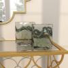 imageDeco 79 Glass Handmade Decorative Vase Blown Centerpiece Vases Set of 2 Flower Vases for Home Decoration 7quot W 10quot H BlueGray