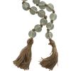 imageDeco 79 Glass Handmade Round Beaded Garland with Tassel with Knotted Brown Jute 45quot x 1quot x 1quot Light BlueClear