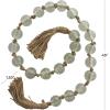 imageDeco 79 Glass Handmade Round Beaded Garland with Tassel with Knotted Brown Jute 45quot x 1quot x 1quot Light BlueClear