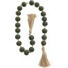imageDeco 79 Glass Handmade Round Beaded Garland with Tassel with Knotted Brown Jute 45quot x 1quot x 1quot Light BlueGreen