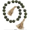 imageDeco 79 Glass Handmade Round Beaded Garland with Tassel with Knotted Brown Jute 45quot x 1quot x 1quot Light BlueGreen