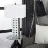 imageDeco 79 Glass Room Table Lamp Geometric Open Frame Accent Lamp set of 2 Lamp 10quot x 16quot x 29quot Silver