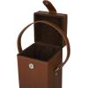imageDeco 79 Leather Handmade Single Bottle Wine Holder with Carrying Handle 5quot x 5quot x 15quot Tan