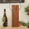 imageDeco 79 Leather Handmade Single Bottle Wine Holder with Carrying Handle 5quot x 5quot x 15quot Tan