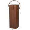 imageDeco 79 Leather Handmade Single Bottle Wine Holder with Carrying Handle 5quot x 5quot x 15quot Tan