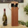 imageDeco 79 Leather Handmade Single Bottle Wine Holder with Carrying Handle 5quot x 5quot x 15quot Tan