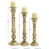 imageDeco 79 Mango Wood Decorative Candle Holder Candle Stand Set of 3 Candlestick Holder 21quot 18quot 15quotH Gold