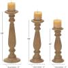imageDeco 79 Mango Wood Decorative Candle Holder Distressed Turned Pillar Candle Stand Set of 3 Candlestick Holder 18quot 15quot 12quotH Beige
