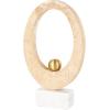 imageDeco 79 Marble Abstract Decorative Sculpture Oval Home Decor Statue with Gold Ball and White Base Accent Figurine 7quot x 3quot x 12quot CreamCream