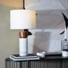 imageDeco 79 Marble Room Table Lamp Thick Stand Accent Lamp with Drum Shade Lamp 15quot x 14quot x 25quot White