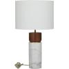 imageDeco 79 Marble Room Table Lamp Thick Stand Accent Lamp with Drum Shade Lamp 15quot x 14quot x 25quot White