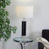 imageDeco 79 Marble Thick Stand Table Lamp with Drum Shade 15quot x 15quot x 26quot WhiteBlack