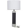 imageDeco 79 Marble Thick Stand Table Lamp with Drum Shade 15quot x 15quot x 26quot WhiteBlack