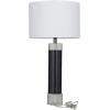 imageDeco 79 Marble Thick Stand Table Lamp with Drum Shade 15quot x 15quot x 26quot WhiteBlack
