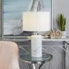 imageDeco 79 Marble Thick Stand Table Lamp with Drum Shade 15quot x 15quot x 26quot WhiteWhite