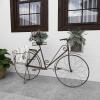 imageDeco 79 Metal Bike Indoor Outdoor Plantstand Indoor Outdoor Wire Floral Scrolled Plant Shelf with Basket and Saddle Bag Planters Plant Stand 56quot x 21quot x 31quot BrownBrown